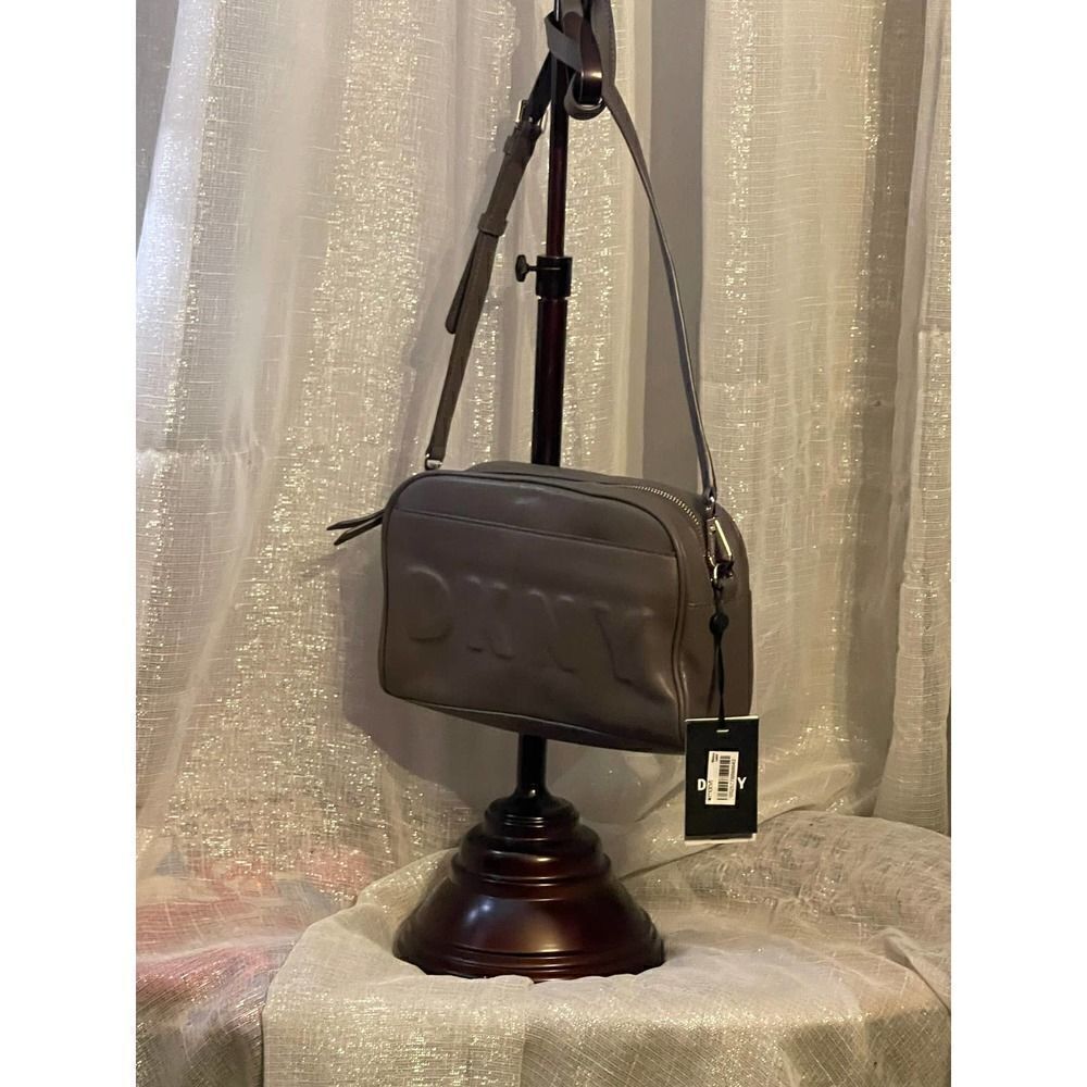 Grey leather nwt dkny crossbody handbag purse pocketbook